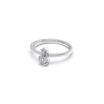 Half Bezel Set Pin Shape Solitaire Ring