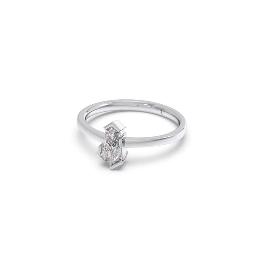 Half Bezel Set Pin Shape Solitaire Ring