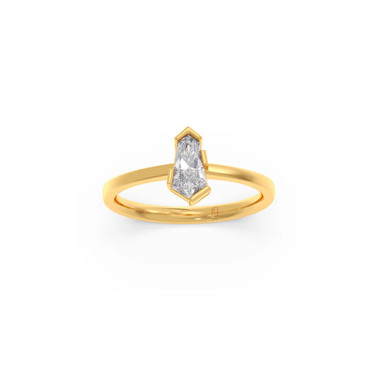Half Bezel Set Pin Shape Solitaire Ring