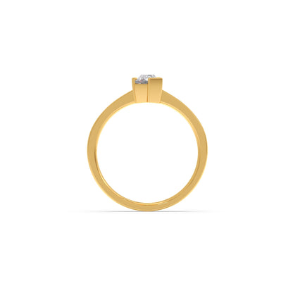 Half Bezel Set Pin Shape Solitaire Ring