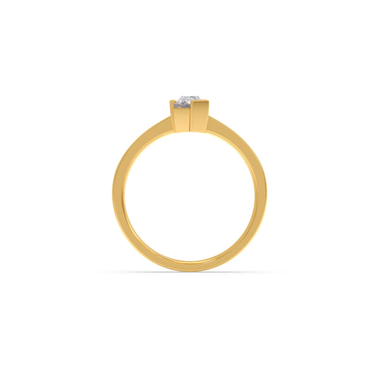 Half Bezel Set Pin Shape Solitaire Ring