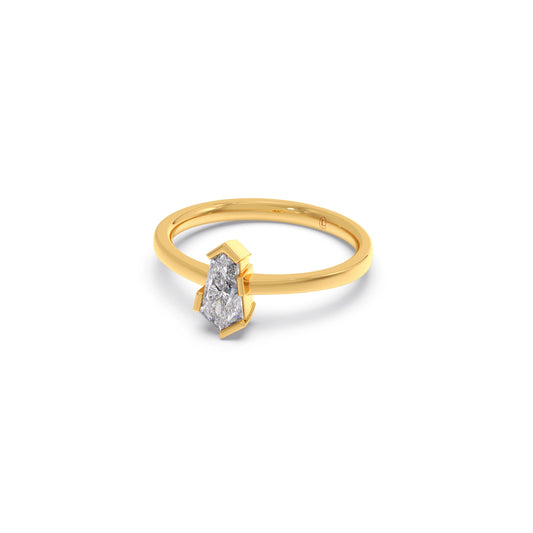 Half Bezel Set Pin Shape Solitaire Ring