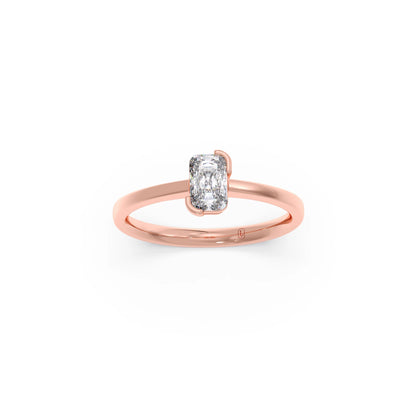 Half Bezel Set Frost Emerald Cut Solitaire Ring