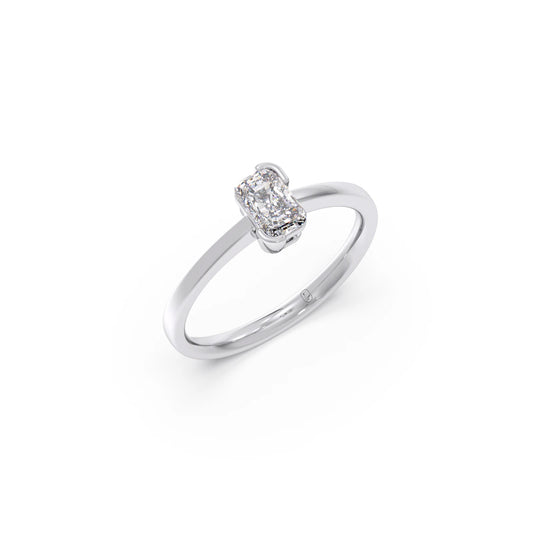 Half Bezel Set Frost Emerald Cut Solitaire Ring