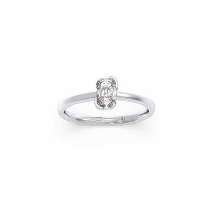 Half Bezel Set Frost Emerald Cut Solitaire Ring