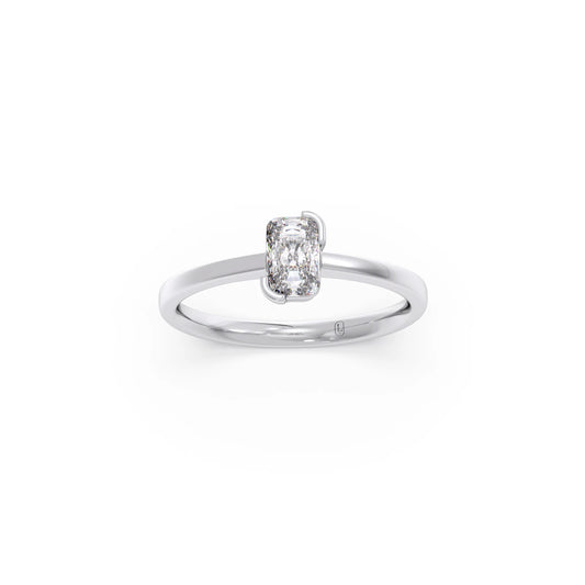 Half Bezel Set Frost Emerald Cut Solitaire Ring