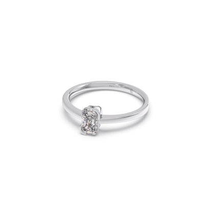 Half Bezel Set Frost Emerald Cut Solitaire Ring