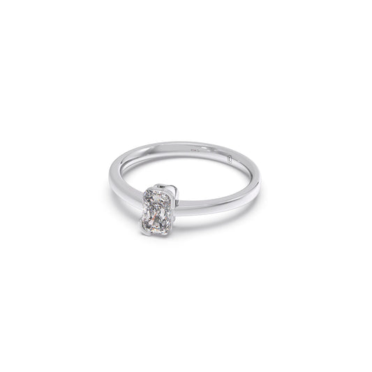 Half Bezel Set Frost Emerald Cut Solitaire Ring