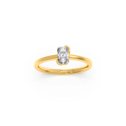 Half Bezel Set Frost Emerald Cut Solitaire Ring