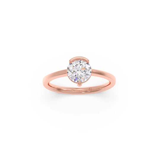Half Bezel & Claw Prong Set Luminious Round Shape Solitaire Ring