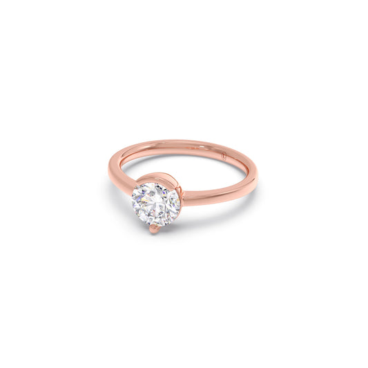 Half Bezel & Claw Prong Set Luminious Round Shape Solitaire Ring
