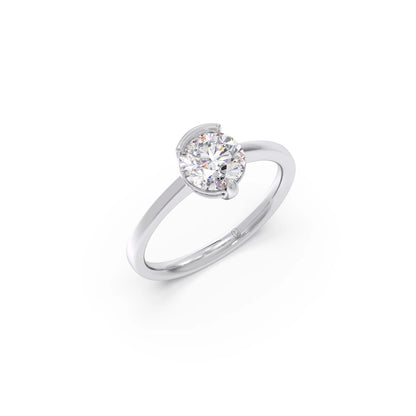 Half Bezel & Claw Prong Set Luminious Round Shape Solitaire Ring