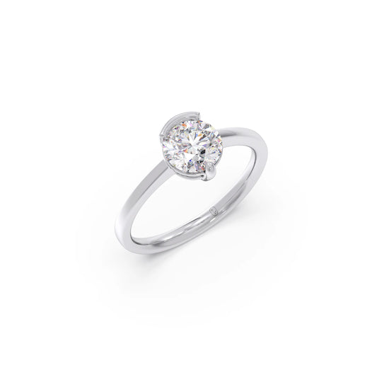 Half Bezel & Claw Prong Set Luminious Round Shape Solitaire Ring