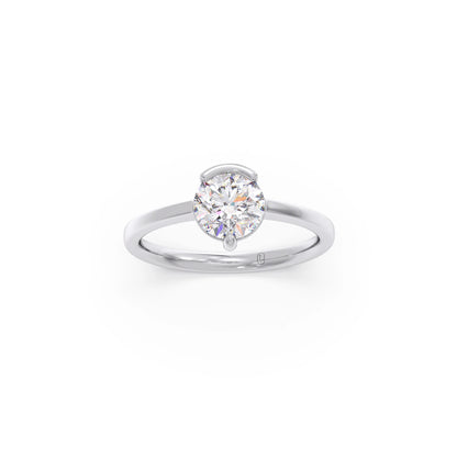Half Bezel & Claw Prong Set Luminious Round Shape Solitaire Ring