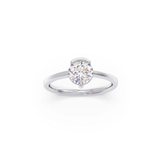 Half Bezel & Claw Prong Set Luminious Round Shape Solitaire Ring