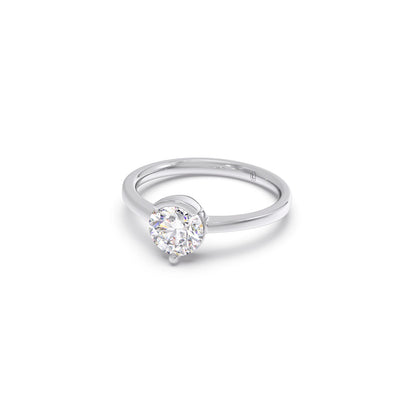 Half Bezel & Claw Prong Set Luminious Round Shape Solitaire Ring