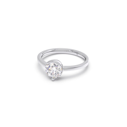 Half Bezel & Claw Prong Set Luminious Round Shape Solitaire Ring