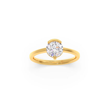 Half Bezel & Claw Prong Set Luminious Round Shape Solitaire Ring