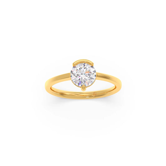 Half Bezel & Claw Prong Set Luminious Round Shape Solitaire Ring