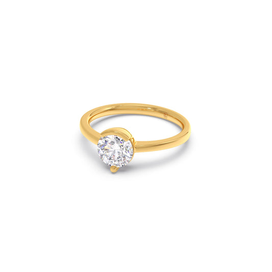 Half Bezel & Claw Prong Set Luminious Round Shape Solitaire Ring