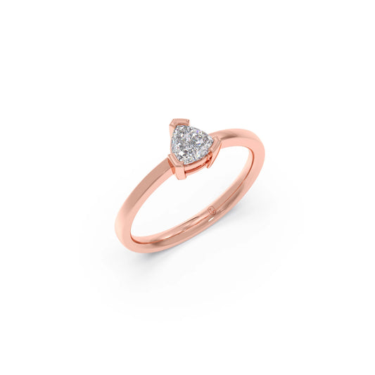 Half Bezel & Claw Prong Set Smallitaire Trillion Shape Diamond Ring