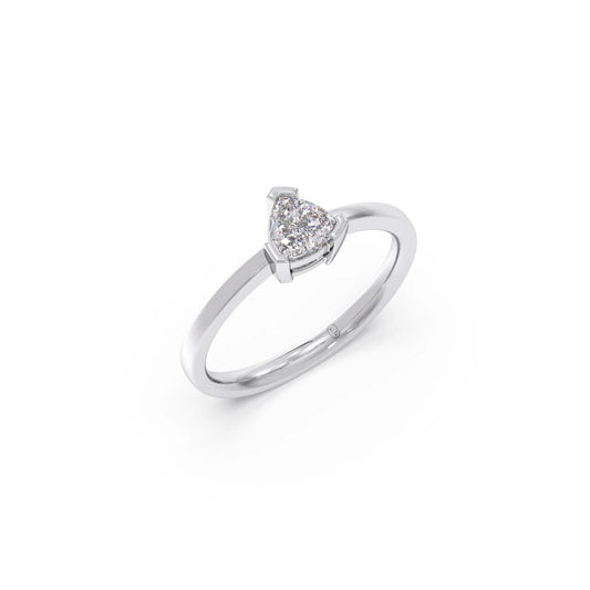 Half Bezel & Claw Prong Set Smallitaire Trillion Shape Diamond Ring