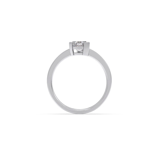 Half Bezel & Claw Prong Set Smallitaire Trillion Shape Diamond Ring