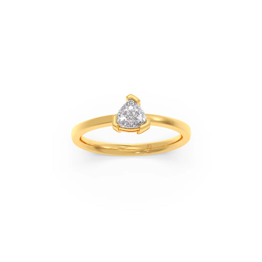 Half Bezel & Claw Prong Set Smallitaire Trillion Shape Diamond Ring