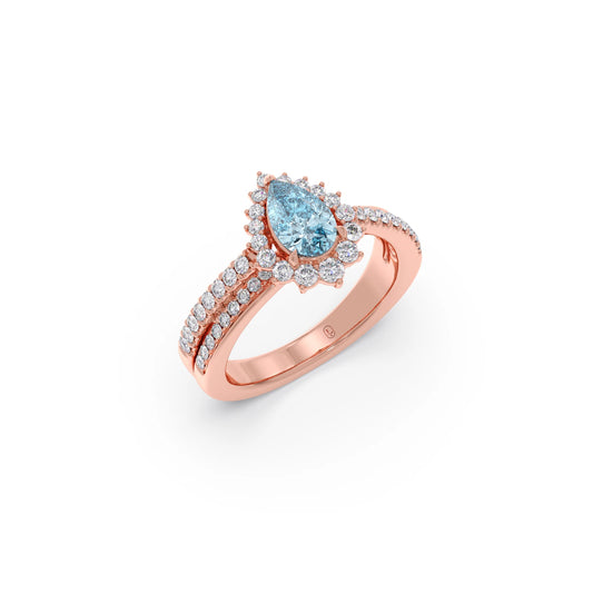 Pear-Shaped Gemstone with Diamond Halo and Accents Ring