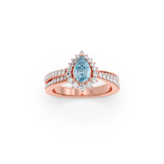 Pear-Shaped Gemstone with Diamond Halo and Accents Ring