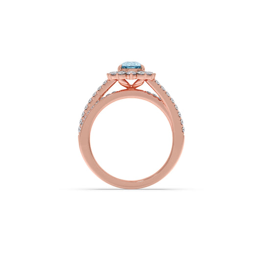 Pear-Shaped Gemstone with Diamond Halo and Accents Ring