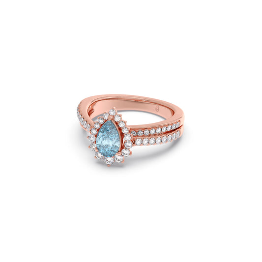Pear-Shaped Gemstone with Diamond Halo and Accents Ring