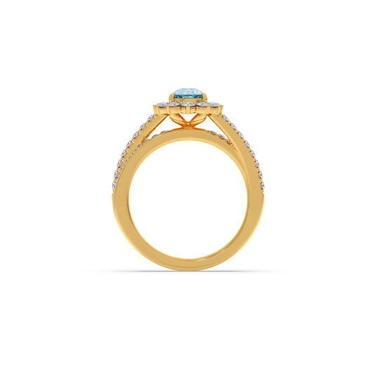 Pear-Shaped Gemstone with Diamond Halo and Accents Ring