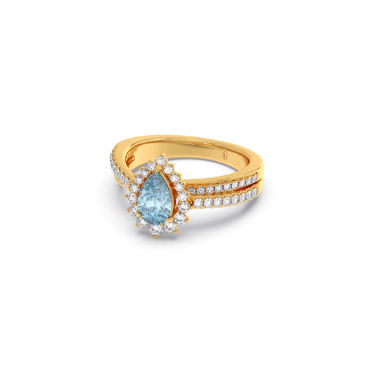 Pear-Shaped Gemstone with Diamond Halo and Accents Ring