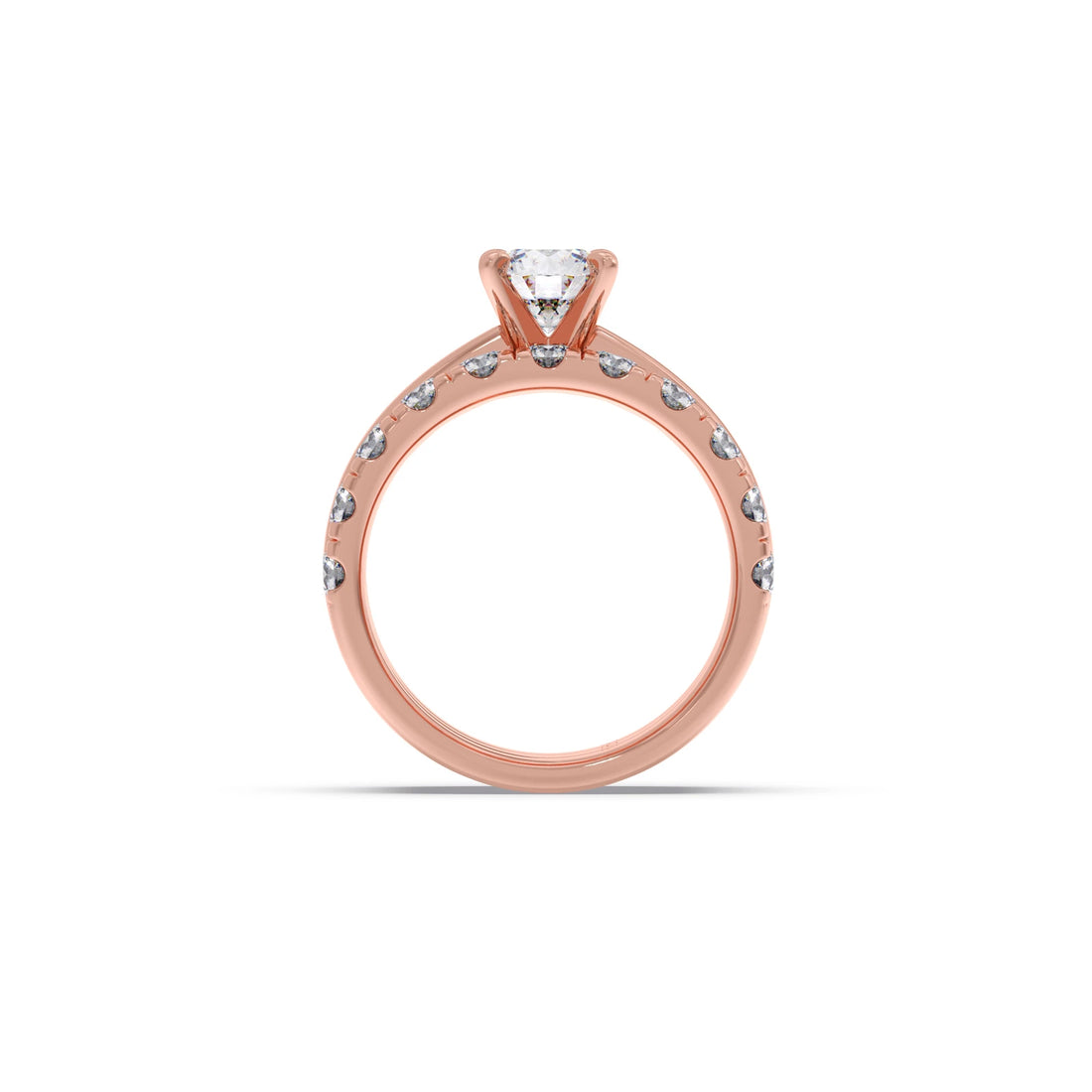 Round Solitaire Diamond Bridal Set with Accented Band