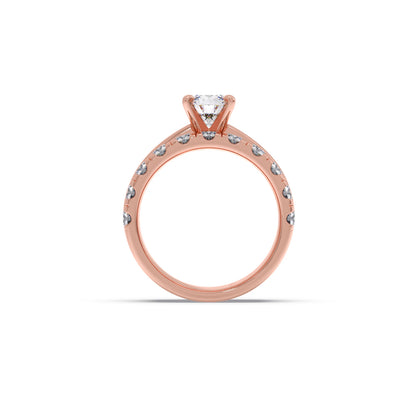 Round Solitaire Diamond Bridal Set with Accented Band