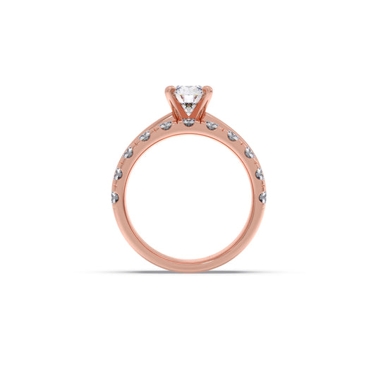 Round Solitaire Diamond Bridal Set with Accented Band