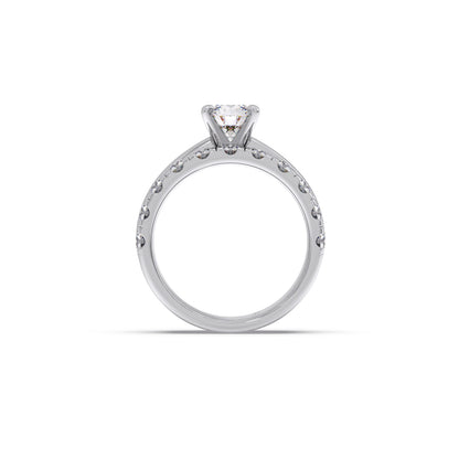 Round Solitaire Diamond Bridal Set with Accented Band