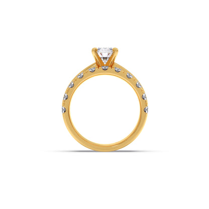 Round Solitaire Diamond Bridal Set with Accented Band