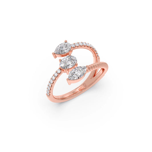 Marquise, Pear, and Oval Diamond Bypass Ring