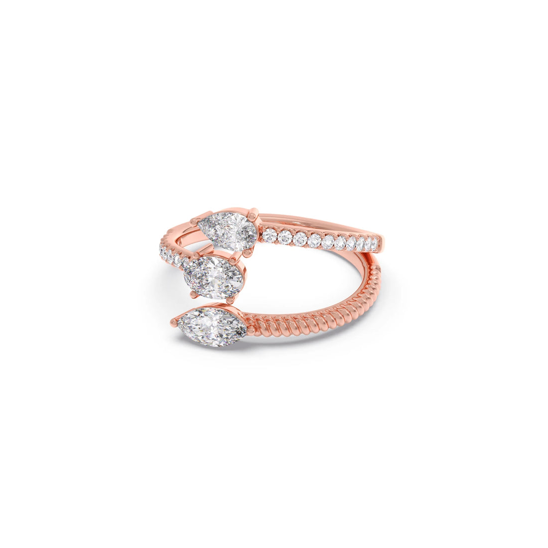 Marquise, Pear, and Oval Diamond Bypass Ring