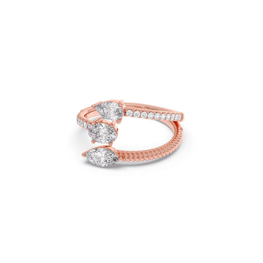 Marquise, Pear, and Oval Diamond Bypass Ring