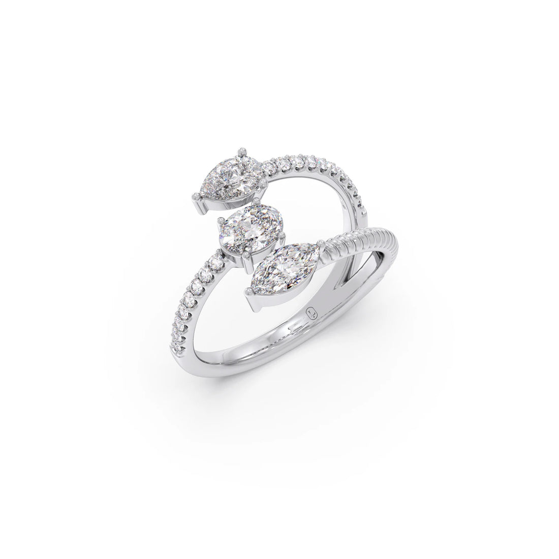 Marquise, Pear, and Oval Diamond Bypass Ring