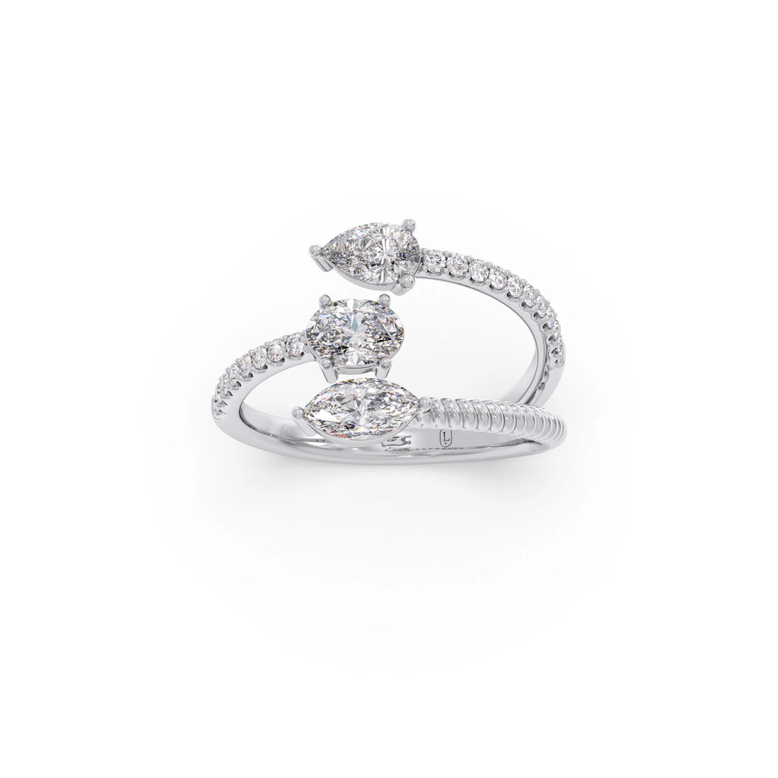 Marquise, Pear, and Oval Diamond Bypass Ring