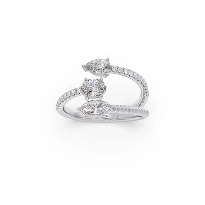 Marquise, Pear, and Oval Diamond Bypass Ring