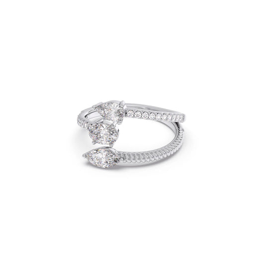 Marquise, Pear, and Oval Diamond Bypass Ring