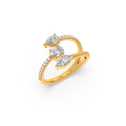 Marquise, Pear, and Oval Diamond Bypass Ring