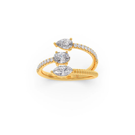 Marquise, Pear, and Oval Diamond Bypass Ring