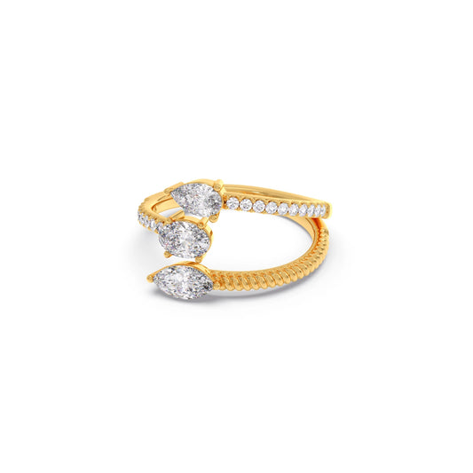 Marquise, Pear, and Oval Diamond Bypass Ring