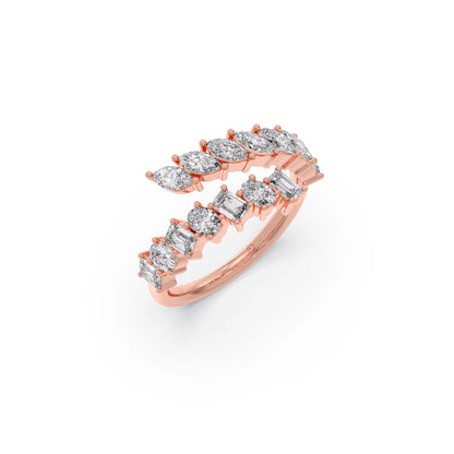 Marquise, Oval, and Emerald-Cut Diamond Bypass Ring